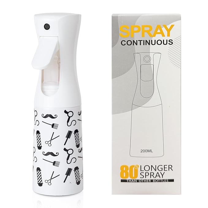 Spray Bottle for Hair (6.8OZ /200ML) Continuous Ultra Fine Mist Sprayer for Hair, Salons, Barber, Plants, Skin Care, Cleaning (Salon,1 Pack)