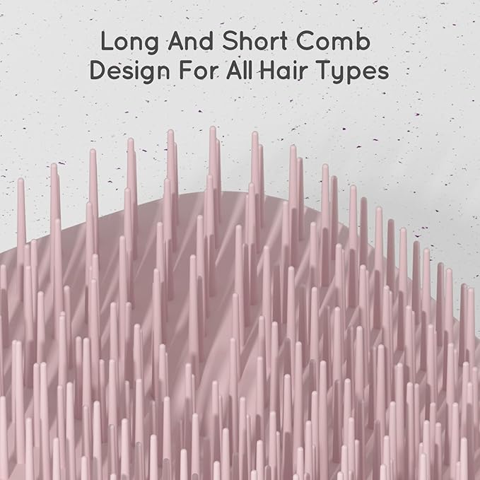 2 PC Scalp Massager Shampoo Brush, Scalp Scrubber & Exfoliator for Dandruff Removal, Wet & Dry and Detangler for Men and Women, Suitable for Short Medium Hair (Pink)