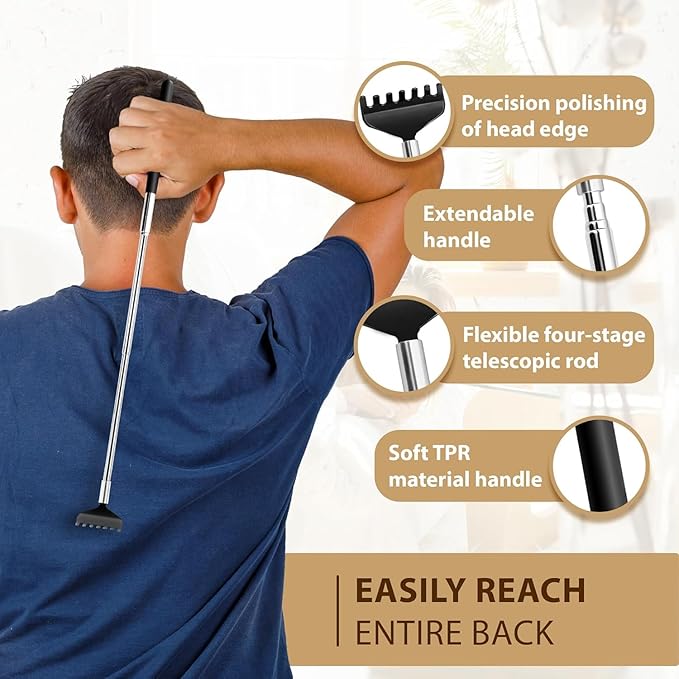 Head Massager 20 Fingers Scalp Massager Head Scratcher, Back Massage Back Scratcher, Stocking Stuffers for Scalp and Body Massage (Black)