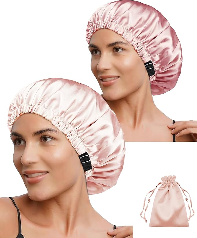3Pcs Hair Bonnets For Sleeping Satin Bonnet For Women Silk Bonnets Womens Curly Hair Sleep Caps Silky Night Cap