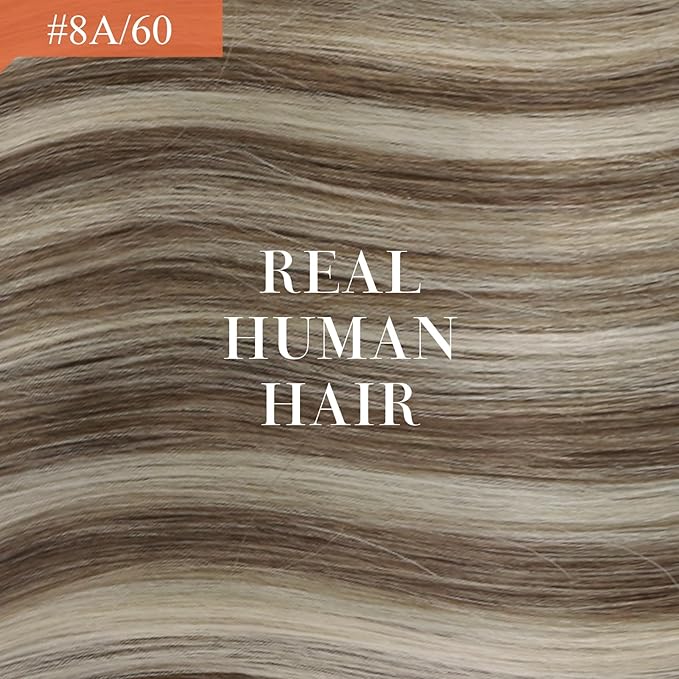 Ve Sunny Hair Extensions Ponytail Real Human Hair Wrap Around Clip in Ponytail Hair Extensions Straight Extensions Human Hair for Women Light Brown Highlights Platinum Blonde 16inch 80G