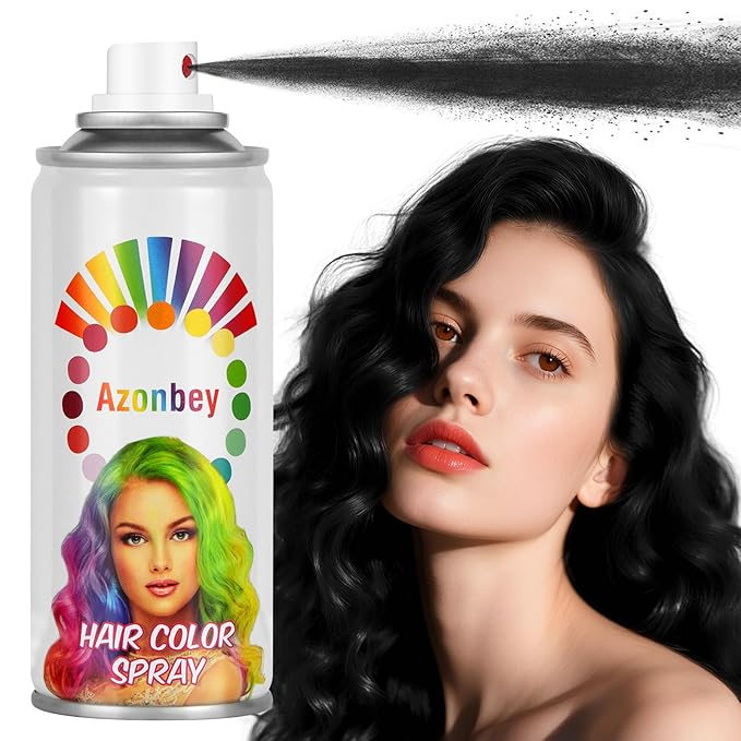 Halloween Hair Spray,Temporary Hair Color Spray for Women Kids Men,Washable Hairspray,Colored Hair Spray,Color Hairspray for Halloween,Party,Cosplay,Christmas Day (#Black)