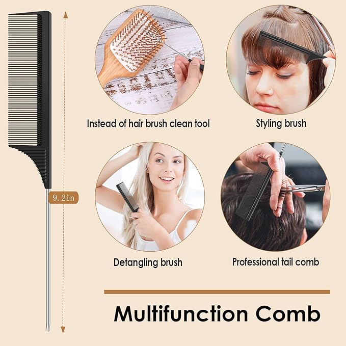 Bamboo Wooden Paddle Hair Brush-Bamboo Wood Bristles Detangling Hairbrush for Women Men Massaging Scalp Hair Growth