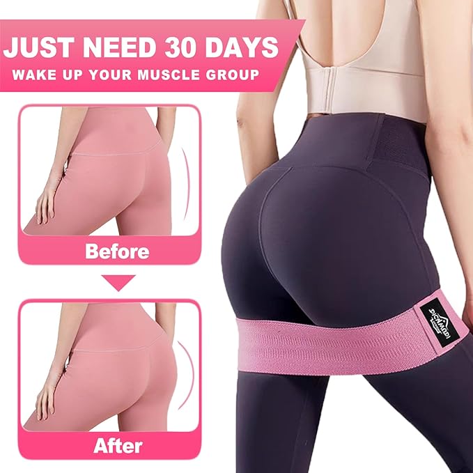 Fabric Resistance Bands for Working Out, 6Pack Non-Slip Exercise Bands for Women and Men, Fabric Booty Bands for Home, Fitness, Pilates, Stretching