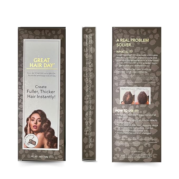Joan Rivers Great Hair Day Root Touch Up Powder – Fill-in Powder for Thicker, Fuller Looking Hair (Light Blonde)