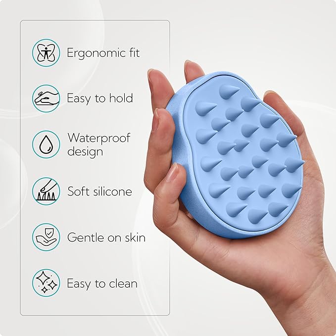 HEETA Scalp Massager 2 Pack for Hair Growth, Soft Silicone Bristles to Remove Dandruff and Relieve Itching, Scalp Scrubber for Hair Care Relax, Shampoo Brush for Wet Dry Use - New Pink & Blue