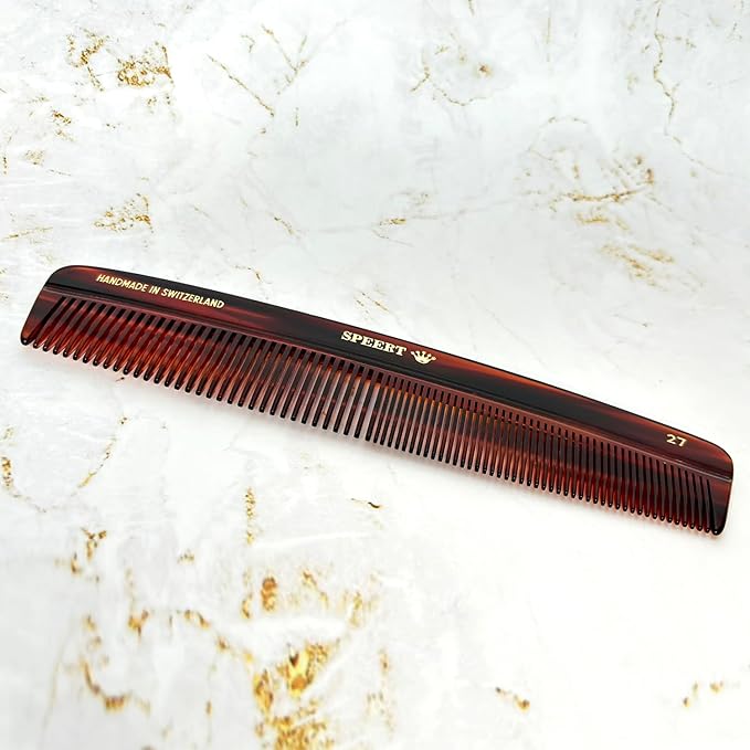#27 Handmade Wide Narrow Tooth Comb Tortoise Havana Acetate Thick Coarse Curly Thin Fine Straight Hair Detangling Parting Grooming Teasing Hair Styling Hairdresser Barber Hairdressing Wet Dry
