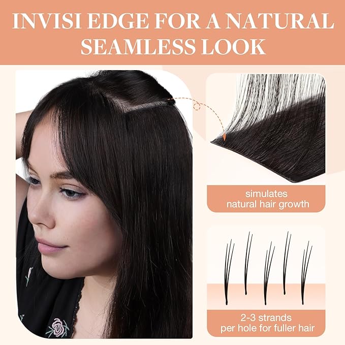 GOO GOO Invisi Edge Tape in Hair Extensions Human Hair, 2 Dark Brown 20pcs injected with 20pcs classical tape ins, 18inch 100g, Virgin Remy Hair, Natural Look