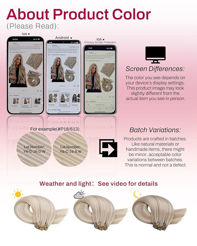 Moresoo Clip in Hair Extensions Human Hair Ash Blonde Highlight Hair Extensions Clip Ins for Women Straight Double Weft 5Pcs 80G 16inch