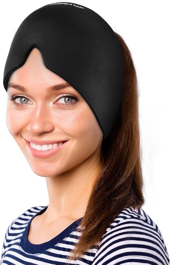 iTHERAU Migraine Ice Head Wrap, Headache Relief Hat & Migraine Cap Cold Compress, Migraine Relief Cap for Headache Eyes Mask for Puffy Eyes, Tension, Sinus & Stress Relief (2Packs)