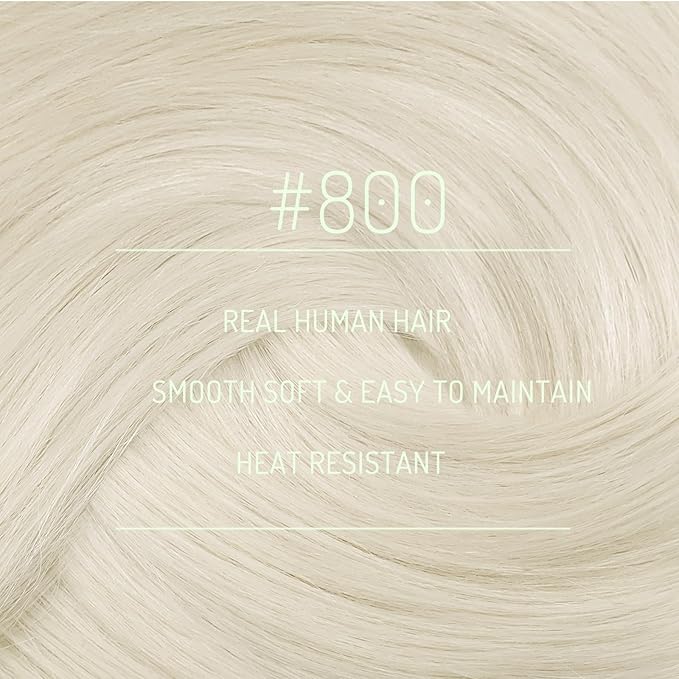RUNATURE Real Human Hair Clip in Extensions, 14 Inch Thick Clip in Hair Extensions, Blonde Hair Extensions Clip Ins, Double Weft Remy Natural Hair, Add Hair Volume, 120g 7pcs #800 Platinum Blonde