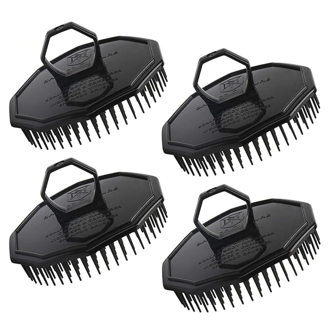 Scalp Massage Shampoo Brush, Segbeauty 4pcs Massage Hair Brushes Floriated Shower Comb for Deep Cleaning Hair Men's Hand Brush Growth Beard Brush Pet Grooming Brushes (Black(Ringed Handle))