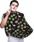 Beard Bib with 3 Suction Cups, Non-Stick Waterproof Hair Catcher Apron, Men's Shaving Essential for Grooming, Tropical Palm Tree Leaves Banana Green Leaf Cute Retro Flamingo Shave Bib