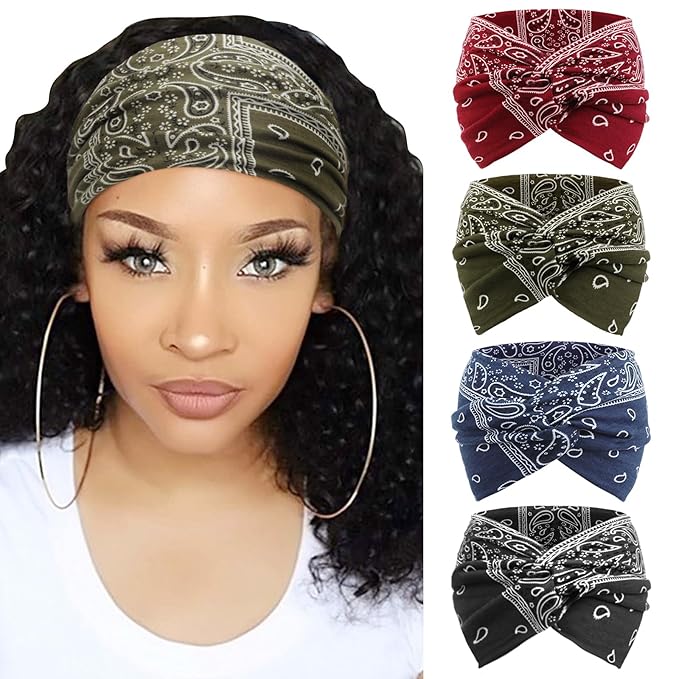 Extra Wide Headbands for Women Large Turban Headband Non Slip Boho Elastic Hairband Hair Twisted Knot Head Bands Accessories