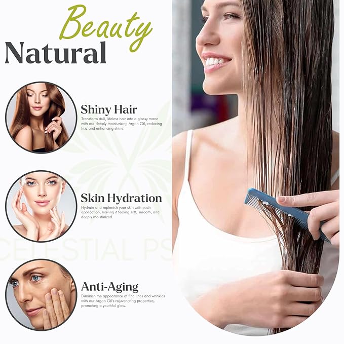 USDA Certified Organic Argan Oil (4 Oz) 100% Pure Natural, Chemical-Free, Vegan, Hexane-Free, Healthy Hair Growth, Scalp Care, Skin Hydration, Natural Beauty Enhancement
