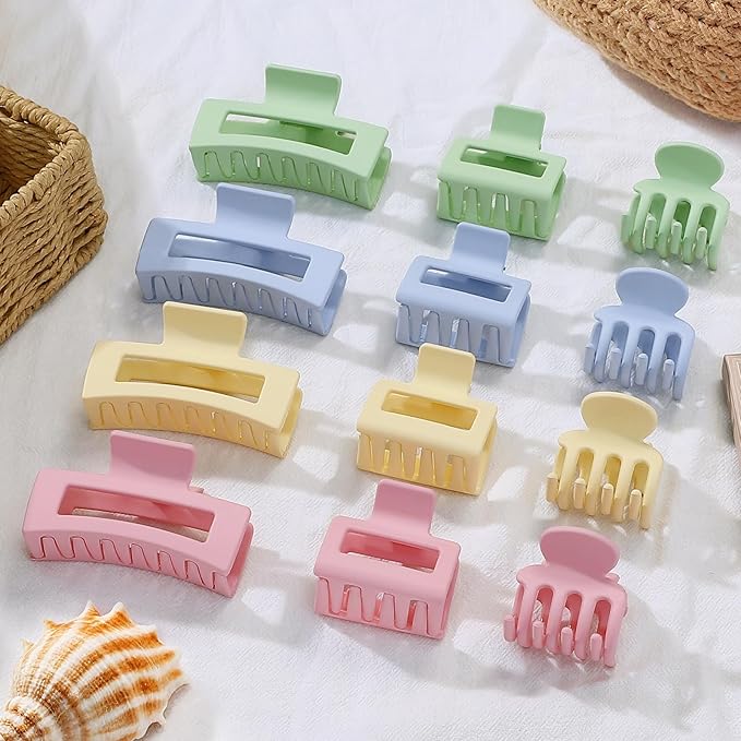 3 Styles Hair Clips for Women Small Medium Big Claw Clips for Thin Thick Hair 12 Pcs Hair Claw Clips Hair Clips Combination Hair Accessories for Women (Colorful)
