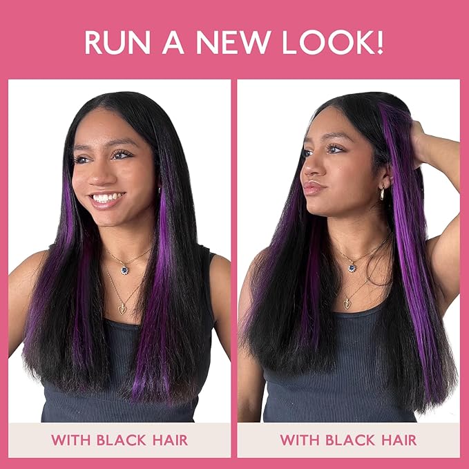 WENNALIFE Tape in Hair Extensions Human Hair Purple Tape in Extensions, 10pcs 30g 20 inch Remy Invisible Tape Ins Straight Colored Soft Real Human Hair Tape in Extensions Refill Set Extensions