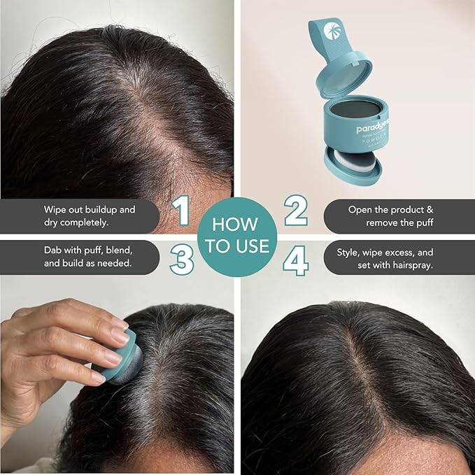 Paradyes Instant Root Tint Hairline Powder - Root Touch Up Hair Color for Gray Coverage - Bald Spot Concealing Hair Powder for Women & Men - 24-Hour Stain-Proof - Natural Black - 0.14 Ounce