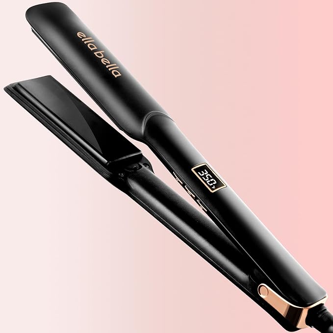ELLA BELLA® Ceramic Flat Iron Hair Straightener • Professional Straightening Iron • Digital Display to Accurately Control Temperature • As Featured in Good Housekeeping