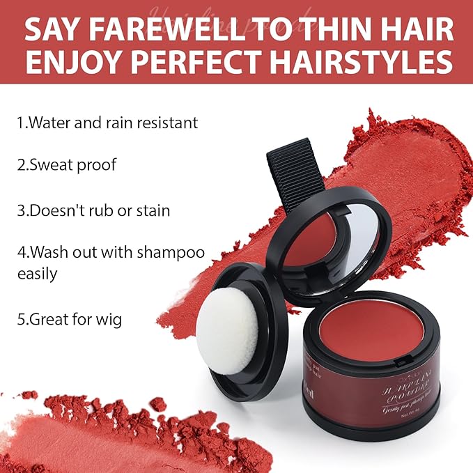 2 Pack Hairline Powder for Women and Men, Used to Root Touch Up Hair Color, Thinning and Gray Hair Coverage and Bald Spots Coverage, Red