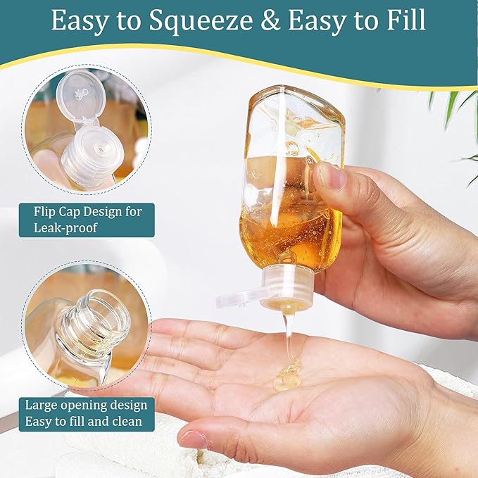 Cosywell Travel Shampoo Bottles 4pcs 3.4oz TSA Approved Leak Proof Empty Containers with Flip Cap
