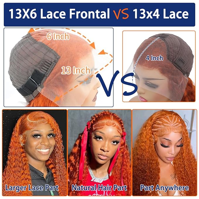 Ginger Orange Lace Front Wigs Human Hair Pre Plucked Deep Wave 13x6 HD Lace Frontal Wigs for Black Women Human Hair Glueless Colored Wigs Human Hair Lace Front Wigs 350# Wigs 26Inch
