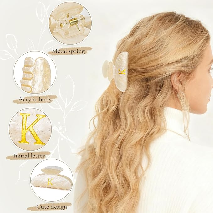 Personalized Birthday Gifts for Daughter,Initial Cute Hair Clips Hair Claws for Women Friends Female Friendship Girlfriend Wife Gifts Idea - Gold,O