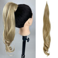 Chicmoi Blonde Ponytail Extainson 32 Inch Flexible Wrap Around Ponytail Hair Extension Long Wavy Pony Tails hair Extension Synthetic Hairpieces For Women and Girls