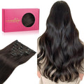 WENNALIFE Clip in Hair Extensions Real Human Hair, 14 Inch 120g 7pcs Dark Brown Hair Extensions Clip In Human Hair Remy Hair Double Weft