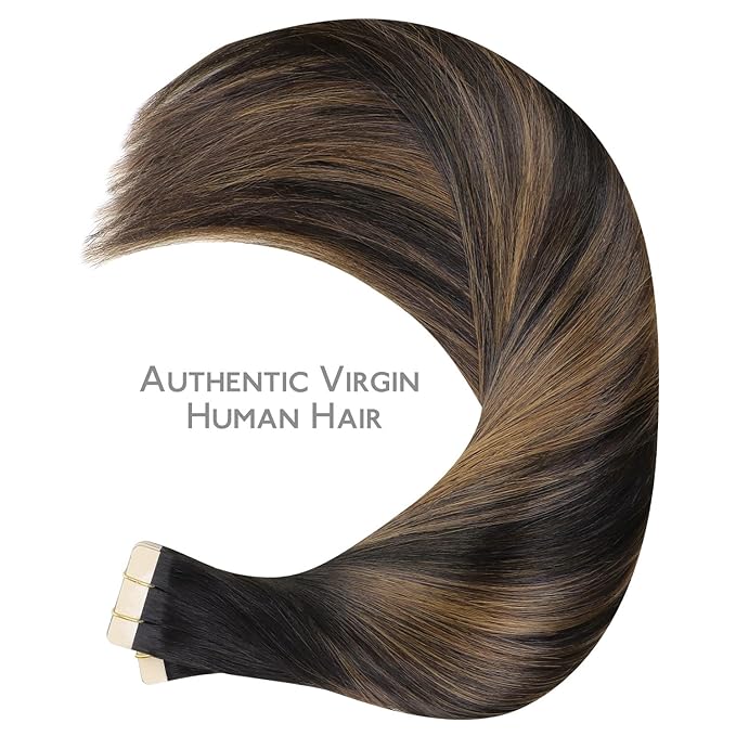 WENNALIFE Tape in Hair Extensions Human Hair, 40pcs 100g 24 inch Balayage Natural Black to Chestnut Brown Hair Extensions Real Human Hair Straight Tape in Extensions Invisible Human Hair Extensions