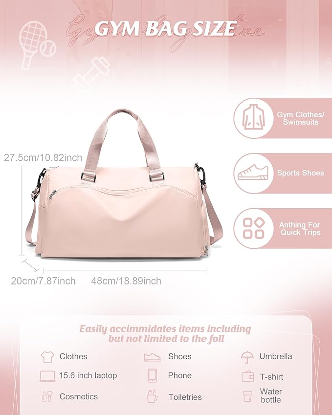Gym Bag Womens,Travel Duffel Carry on Bag Sport Tote Bag Weekend Overnight Bag