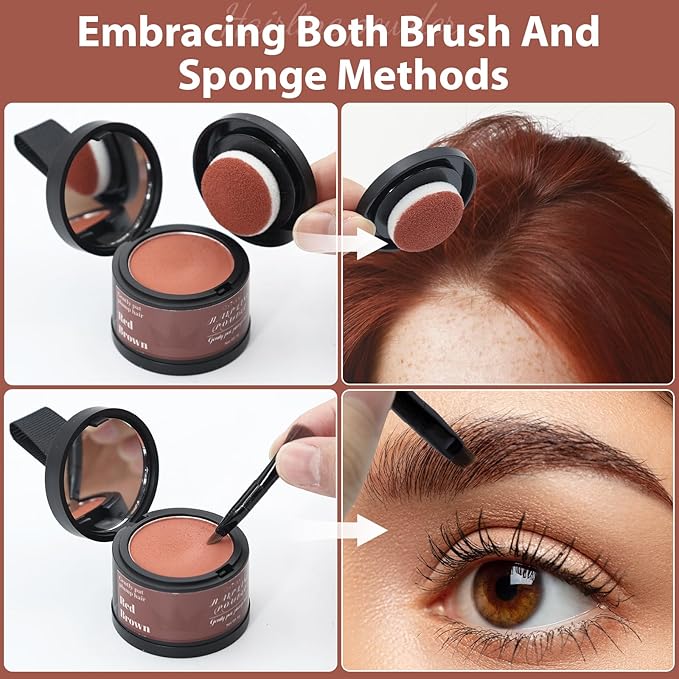 2 Pack Hairline Powder for Women and Men, Used to Root Touch Up Hair Color, Thinning and Gray Hair Coverage and Bald Spots Coverage, Red Brown