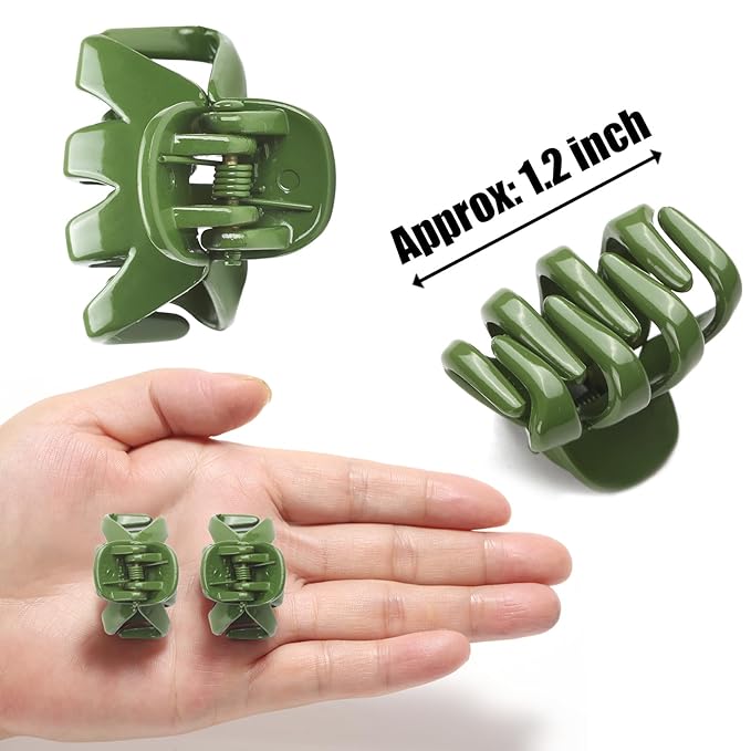 Cobahom 12 Pack Small Hair Claw Clips 1.2 Inch Plastic Hair Clips for Thin Hair No-Slip Mini Hair Clips Hair Styling Accessories for Women and Girls, Purple, Black and Green