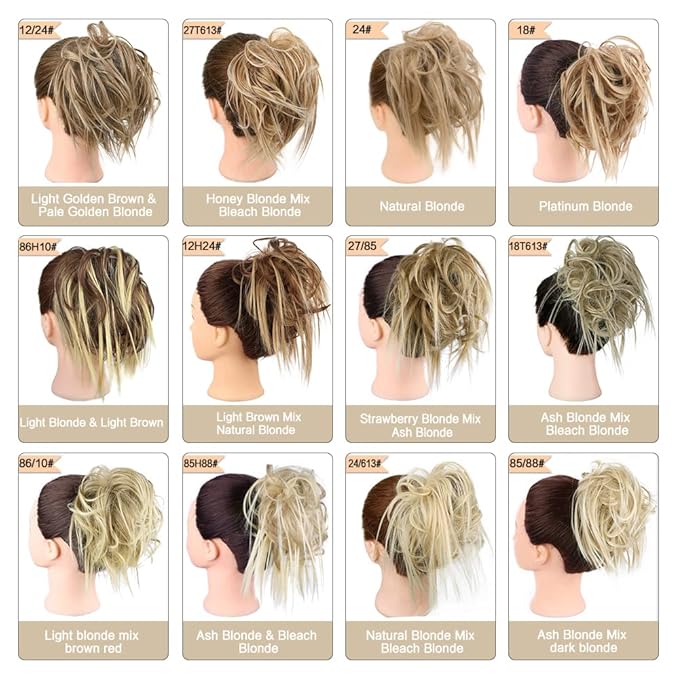 HMD Tousled Updo Messy Bun Hair Piece Hair Extension Ponytail With Elastic Rubber Band Updo Extensions Hairpiece Synthetic Hair Extensions Scrunchies Ponytail Hairpieces for Women