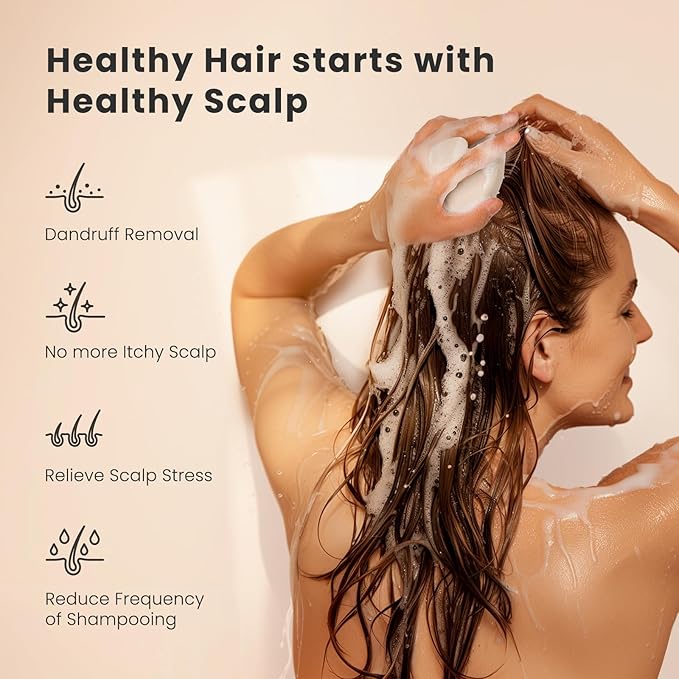 AIMIKE Scalp Massager Shampoo Brush, Soft Silicone Scalp Scrubber, Scalp Brush/Exfoliator for Washing Hair Dandruff, Scalp Massager Hair Growth Stimulator, Wet Dry Scalp Hair Scrubber - Oatmeal