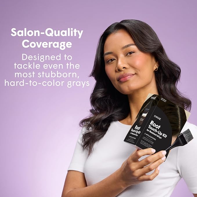 dpHUE Root Touch-Up Kit for Resistant Grays, Dark Brown - Permanently Cover Difficult, Stubborn Gray Hair - 2 Applications Included - Vegan & Leaping Bunny Certified