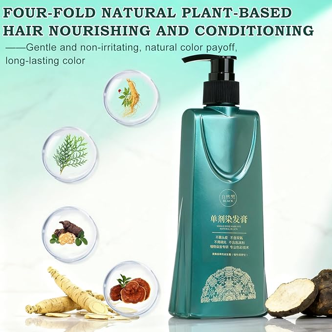 Mild Formula Long Lasting Hair Dye Set, Hair Color for Gray Coverage, Natural plant extracts, Long-Lasting Single Step Hair Dye with Nourishing Shampoo (Dark Brown)