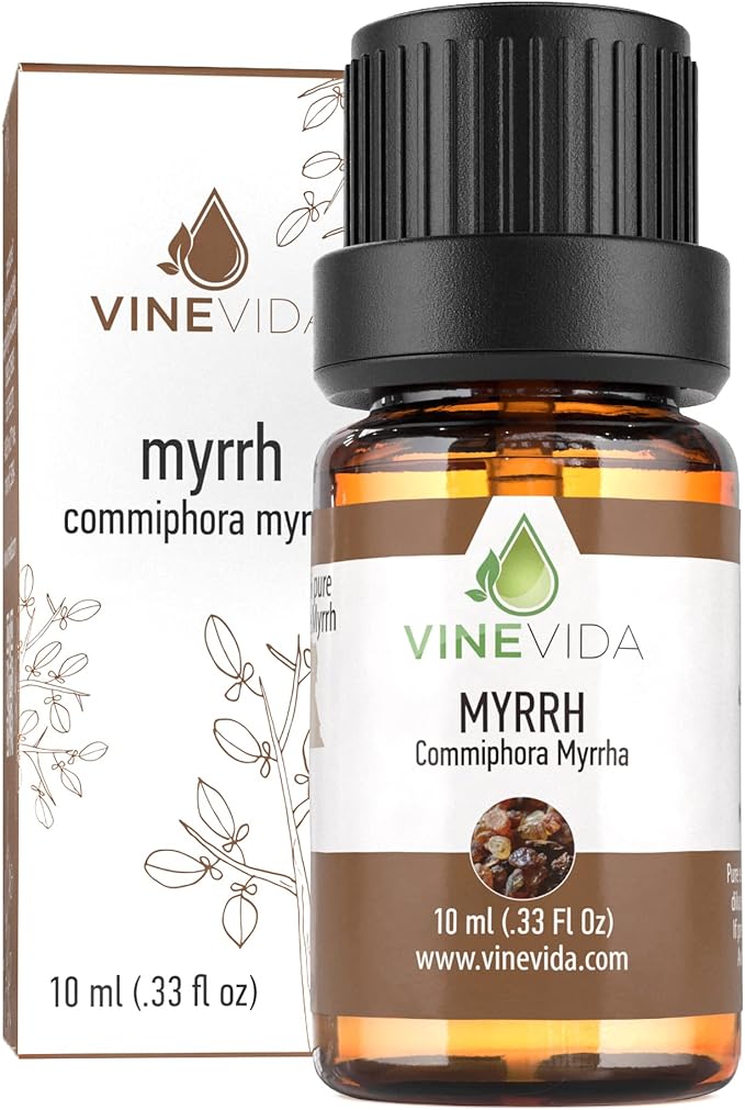 VINEVIDA Myrrh Essential Oil 10 mL - Undiluted, Pure, Vegan, Reusable Glass Bottle