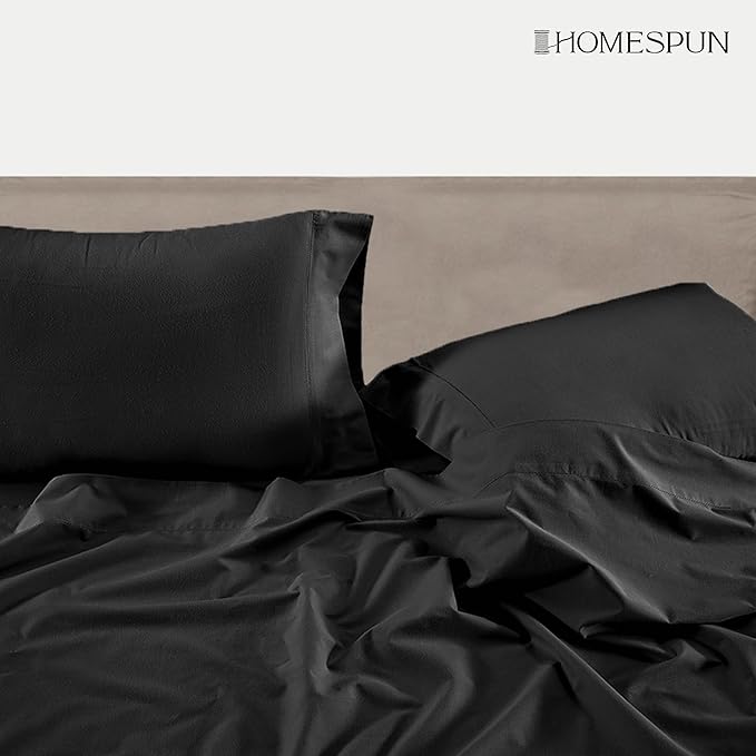 Lane Linen 100% Organic Cotton Black Pillow Cases - Set of 2 - 20"x26"