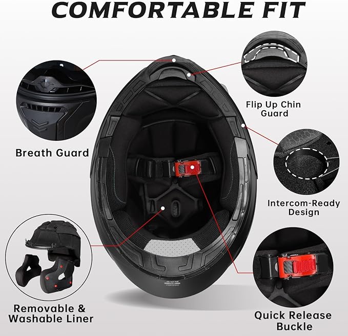TRIANGLE Modular Motorcycle Helmets for Men Flip Up Full Face Helmet Dual Visor with Internal Sunshield DOT Approved