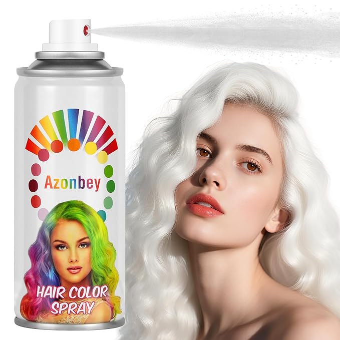 Halloween Hair Spray,Temporary Hair Color Spray for Women Kids Men,Washable Hairspray,Colored Hair Spray,Color Hairspray for Halloween,Party,Cosplay,Christmas Day (#White)