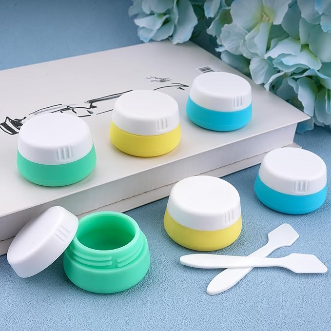 Travel Containers for Toiletries 6 Pack 0.7oz TSA Approved Size Silicone Jars With Lids Leak-proof Accessories for Cosmetic Makeup Cream