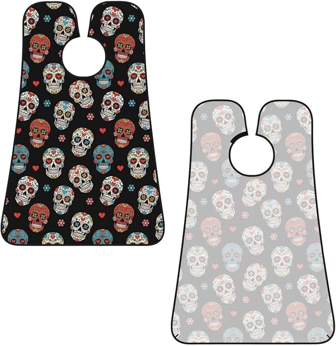 Beard Bib Apron for Men Shaving, Waterproof Non-Stick Hair Catcher with Suction Cups, Grooming Essential for Dad Husband, Day of The Dead Sugar Skull Shave Bib