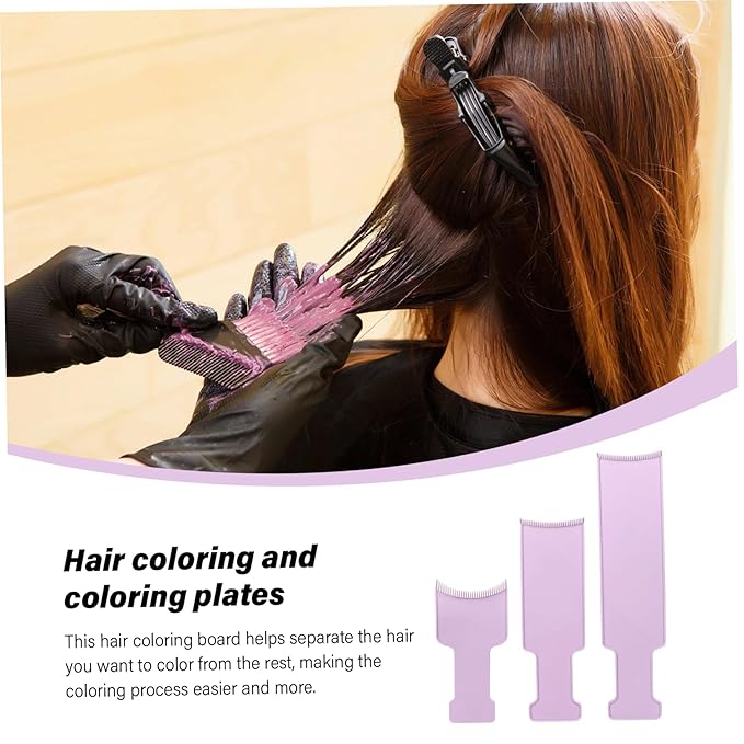 3PCS Hair Highlighting Kit, Plastic Board with Arc Comb Teeth, Easy to Use Widened Hair Dye Kit for Sectioning