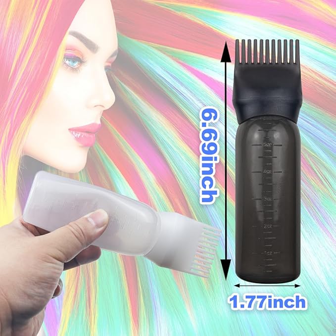 4 Pack Root Comb Applicator Bottle, Hair Oil Applicator, Oil Comb Applicator Bottle for Hair Dye Shampoos Hair Salons (Black+White)