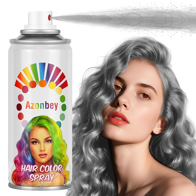 Halloween Hair Spray,Temporary Hair Color Spray for Women Kids Men,Washable Hairspray,Colored Hair Spray,Color Hairspray for Halloween,Party,Cosplay,Christmas Day (#Gray)