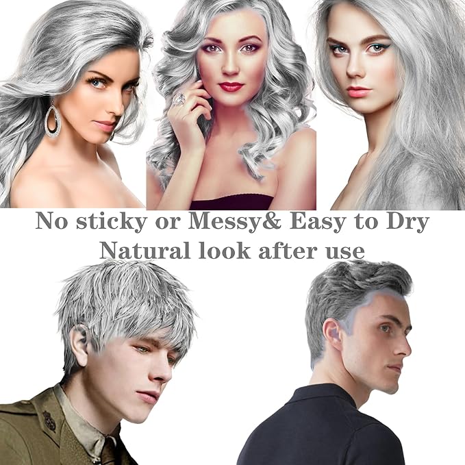 White Hair Color Wax Washable, Temporary Hair Color Dye for Kids, Natural Instant Color Wax Hairstyle Cream Hair Pomades for Women & Men Party Cosplay Halloween, Gifts for Teens