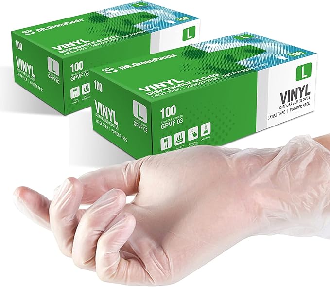 Clear Vinyl Food Safe Disposable Gloves Latex Free Powder Free for Food Prep Handling Cooking Cleaning