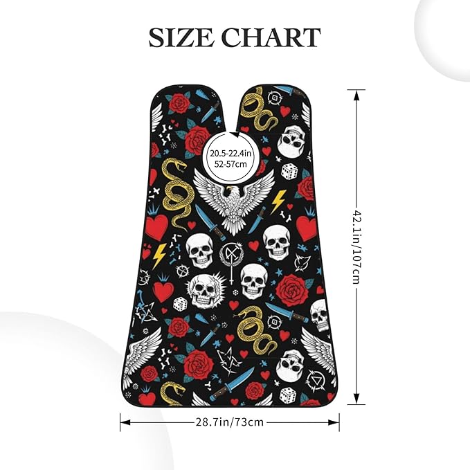 Beard Hair Catcher for Men, Waterproof Shaving Bib Apron Non-Stick, Trimming Tool for Dad Husband, Cool Rock Wild Eagle Red Rose Skull Floral Shave Bib