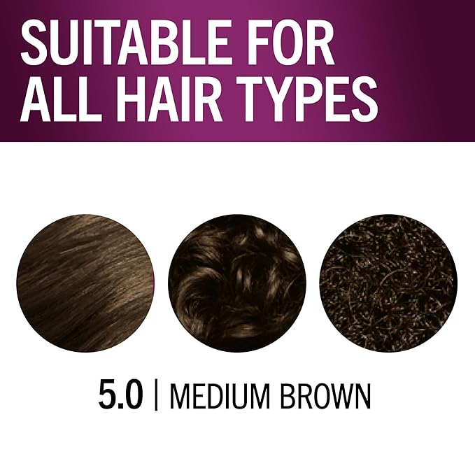 Schwarzkopf Keratin Permanent Hair Dye Cream, 5.0 Medium Brown, Professional Quality Color for Up to 100% Gray Coverage, Bond Enforcing System